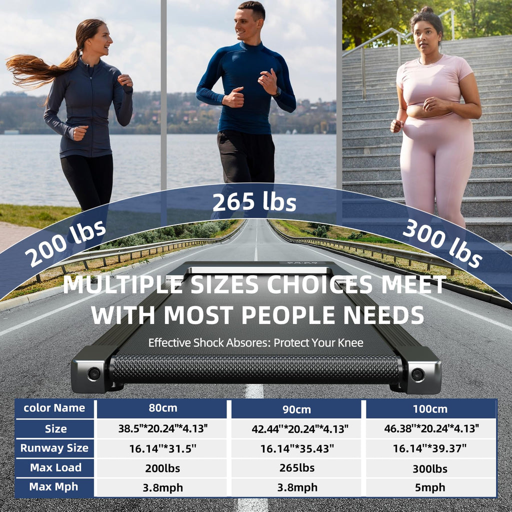 Deerrun Walking Pad, 2024 Upgrade Smart Walking Treadmill Under Desk, Led Display & App/Remote Control Small Treadmills For Home