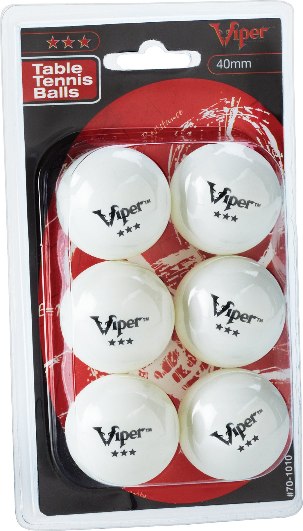 Viper Table Tennis Balls: White 40 Mm Regulation Size, 3 Star Rating, 6 Pack