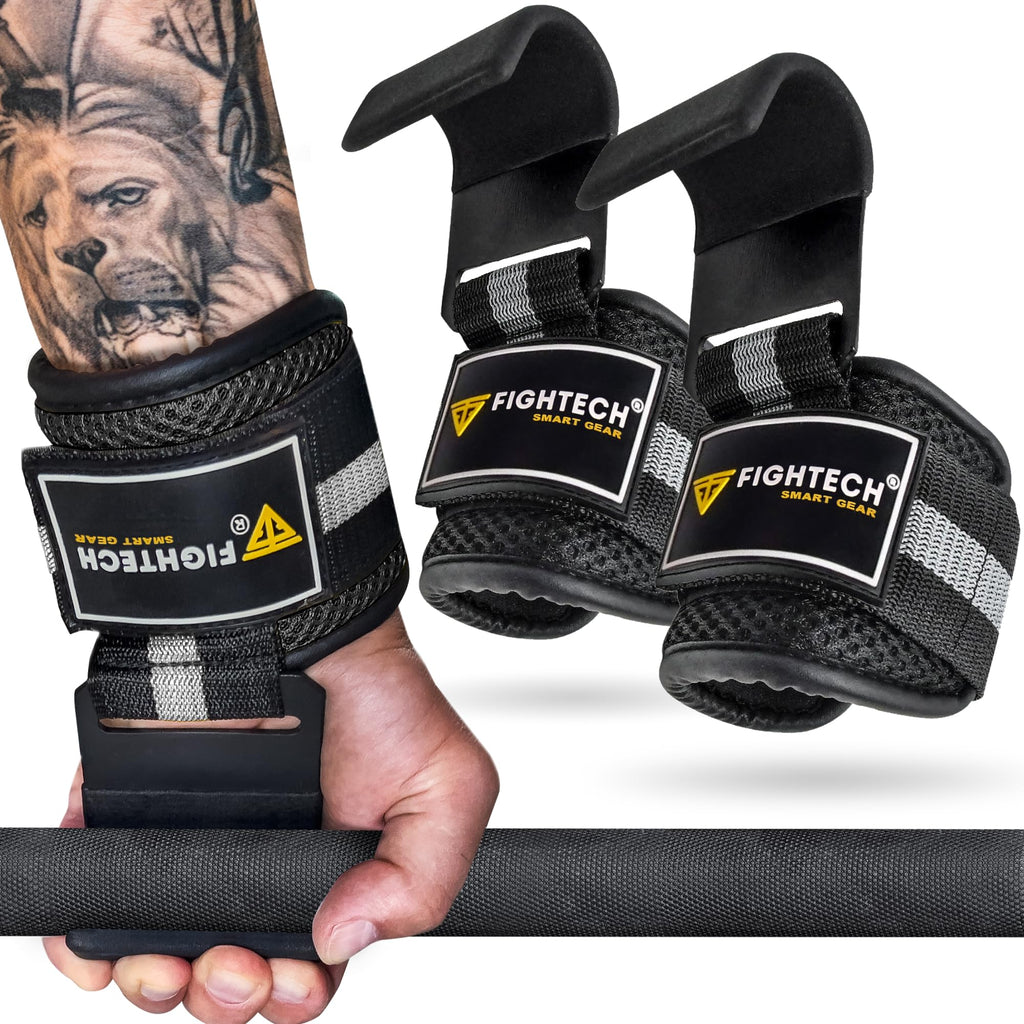 Fightech Weightlifting Hooks & Pull-Up Grips - Versatile Lifting Hooks With Durable Hook Straps For Power Hooks Support, Enhance