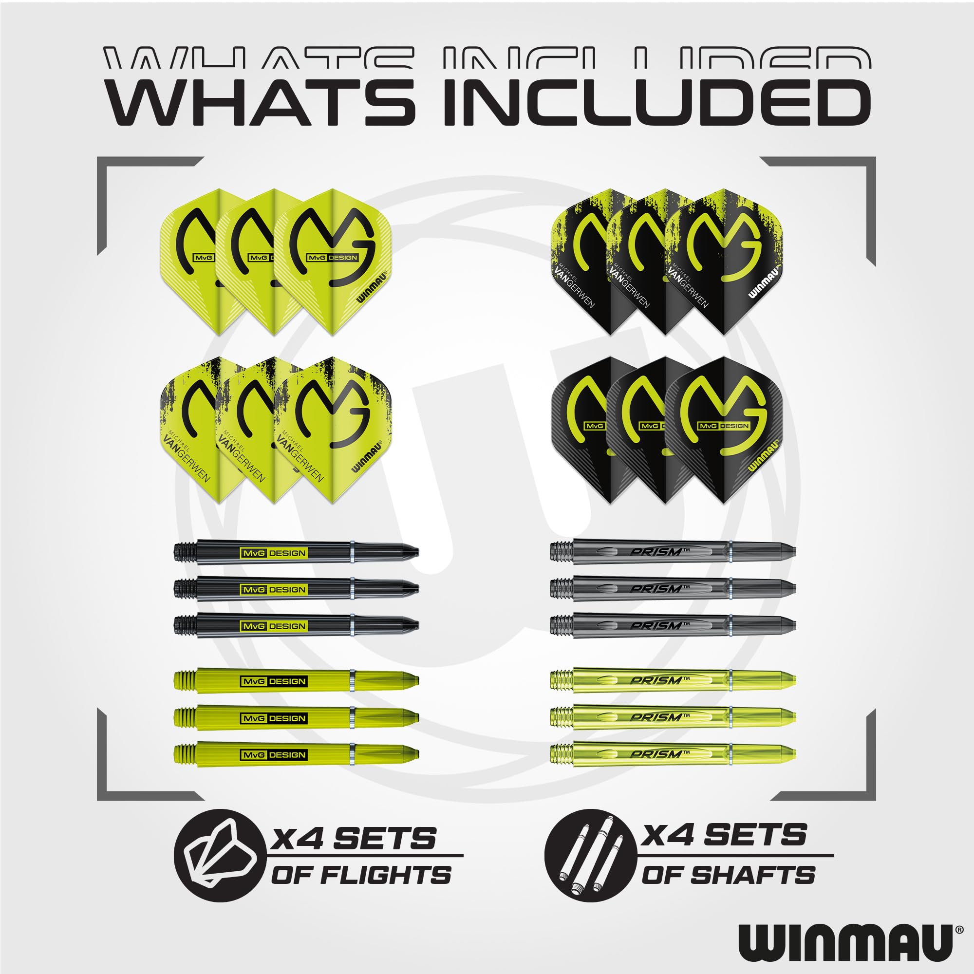Winmau Michael Van Gerwen Mvg Steeltip Gift Set - 50 Piece Darts Set With 4 Sets Of Shafts, 4 Sets Of Flights Plus Accessories