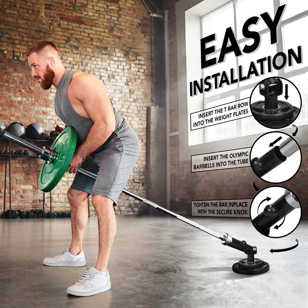 Yes4All T-Bar Row Plate Post Insert Landmine - Fit 2    Olympic Bars - Full 360    Swivel & Easy To Install (Black)