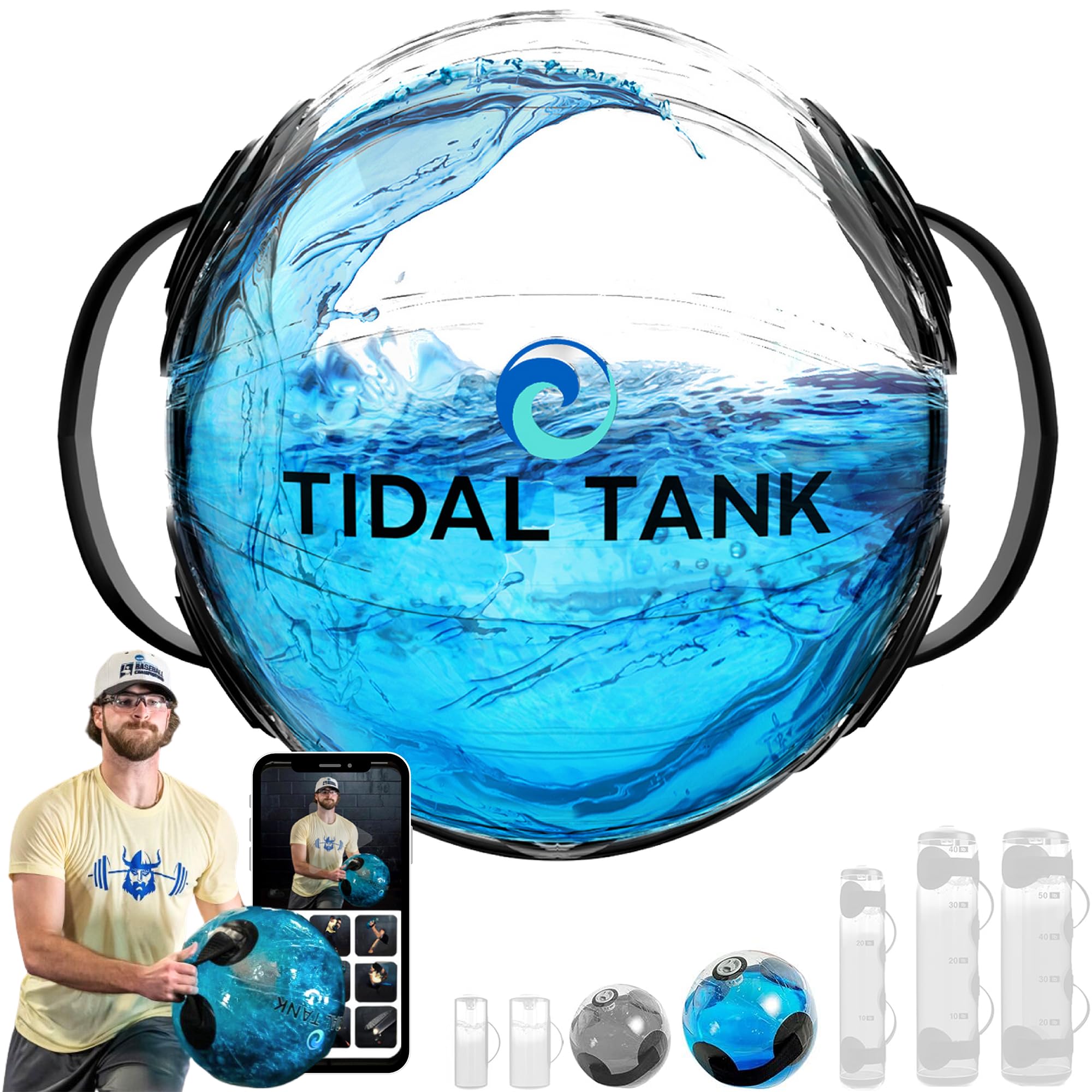 Tidal Tank Sphere - Original Aqua Ball With Water Weight - Sandbag Alternative, Ultimate Core And Balance Workout - Portable Sta