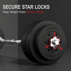 Yaheetech Barbell Weight Set - Olympic Curl Bar & 6 Olympic Weights & 2 Olympic Barbell Clamps for Lifts 66LB