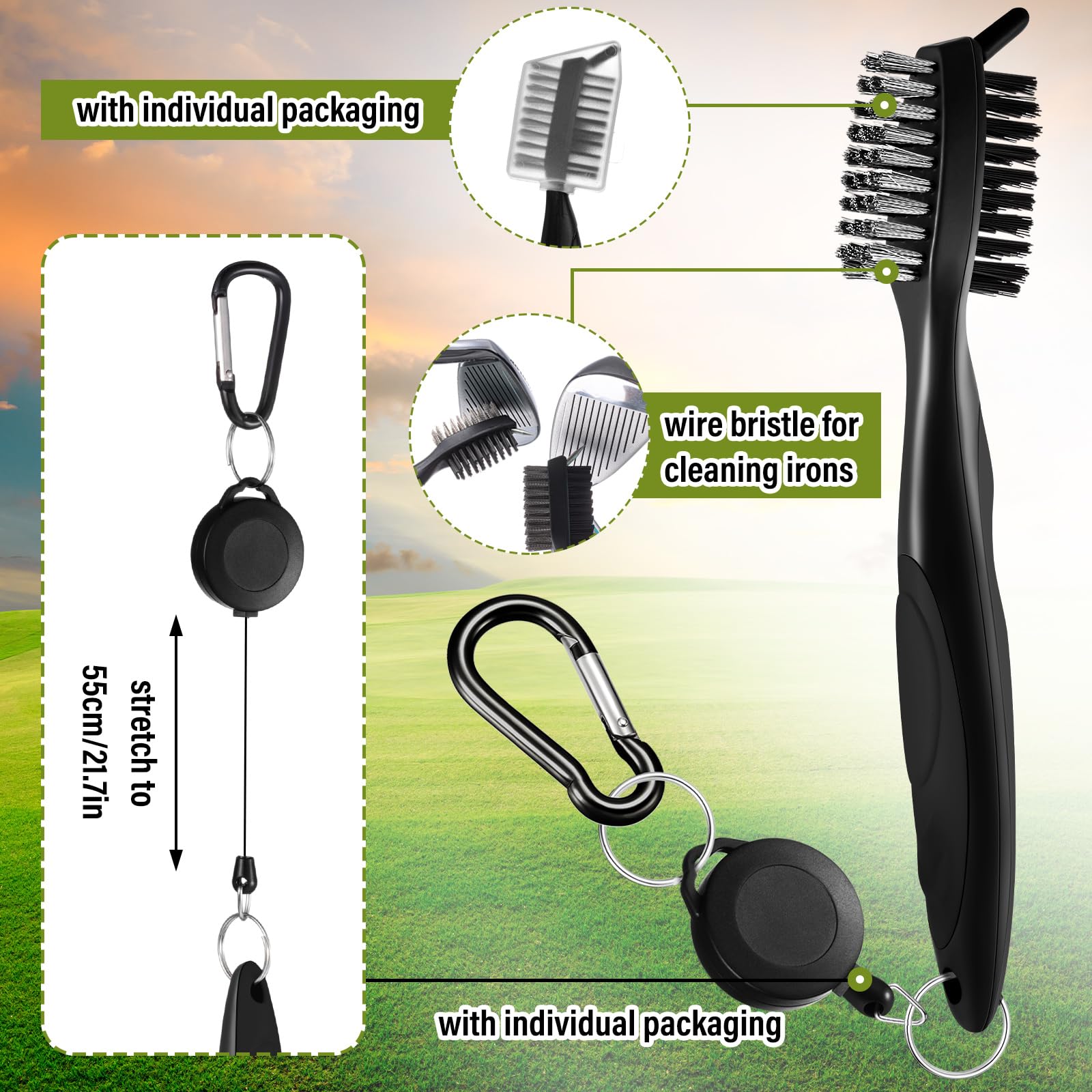 Liliful 12 Pcs Golf Accessories Kit, Include Golf Ball Bag with Hook Towel Tees Magnetic Ball Marker Divot Tool Cleaner Brush fo