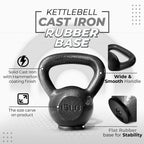 Yes4All Protect Floor Kettlebell Cast Iron Rubber Base - 15 Lbs