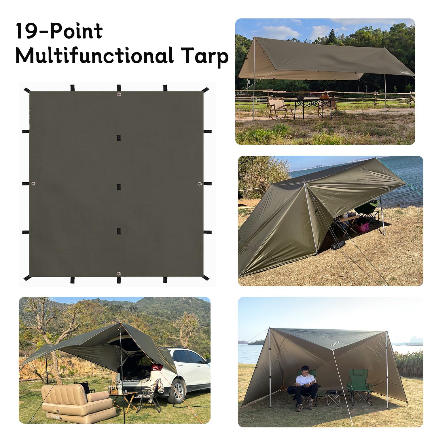 Top Lander Car Awning Camping Suv Sun Shelter Waterproof Universal Tent Canopy Anti-Uv For Van Campervan Caravan Truck Vehicle (