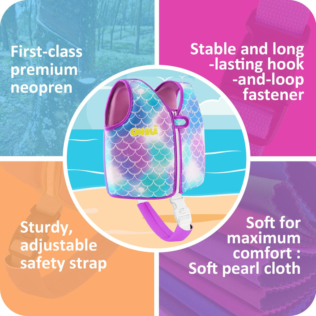 Oshyle Children'S Girls Boys Swimming Vest For Toddlers With Adjustable Safety Straps Age 1-9 (Mermaids, S(1-3))