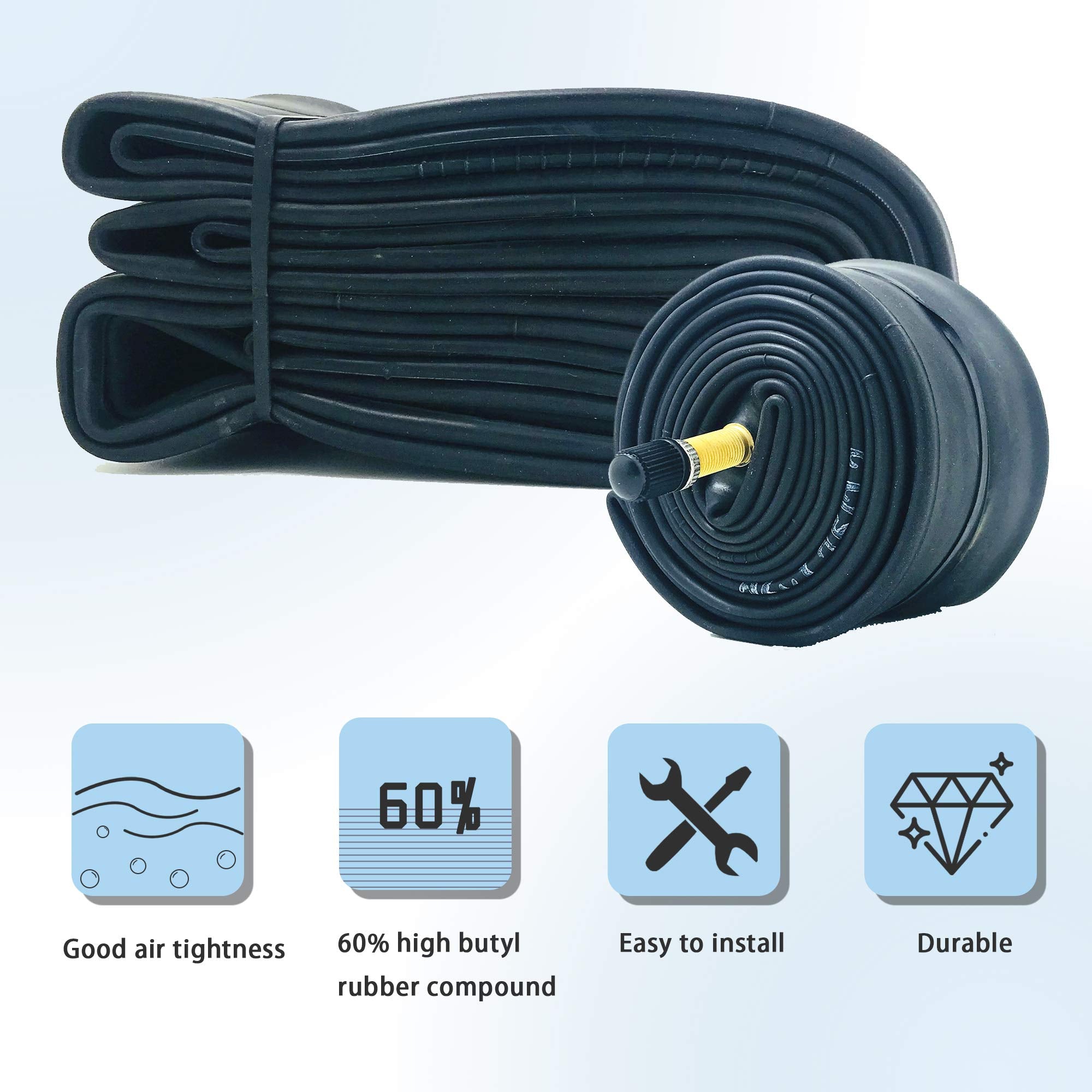 Bwshlf 27.5'' Bike Tubes (4 Pack), Mtb Schrader Valve 35Mm, Bicycle Replacement Durable Butyl Rubber Fit 27.5X2.1/2.4