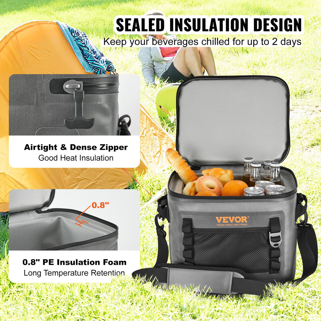Vevor Soft Cooler 24 Cans Insulated Cooler Bag Leakproof Waterproof Lunch Soft Cooler Lightweight & Portable Cooler For Beach, H