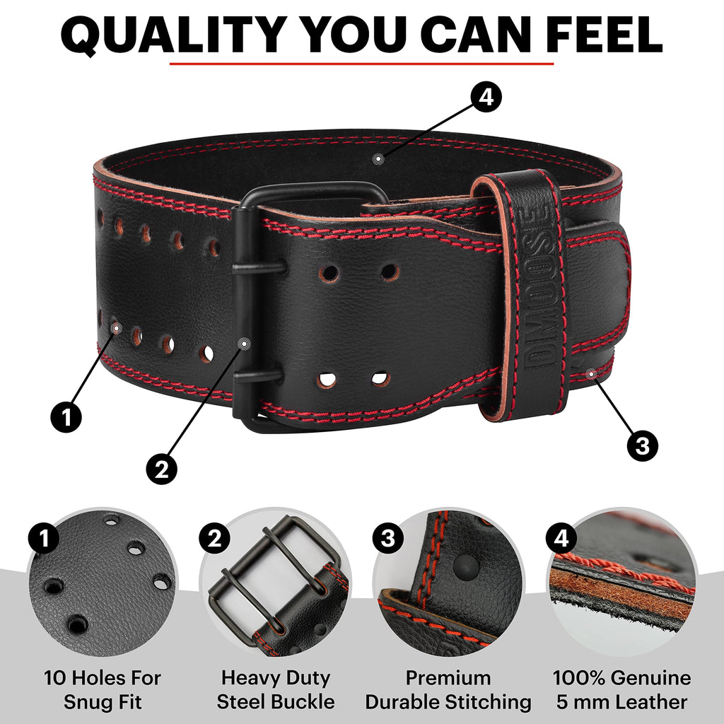 Dmoose Weightlifting Belts For Men Genuine Leather For Men And Women, 4 Inch Wide, Adjustable Buckle, 5Mm Thick For Weightliftin