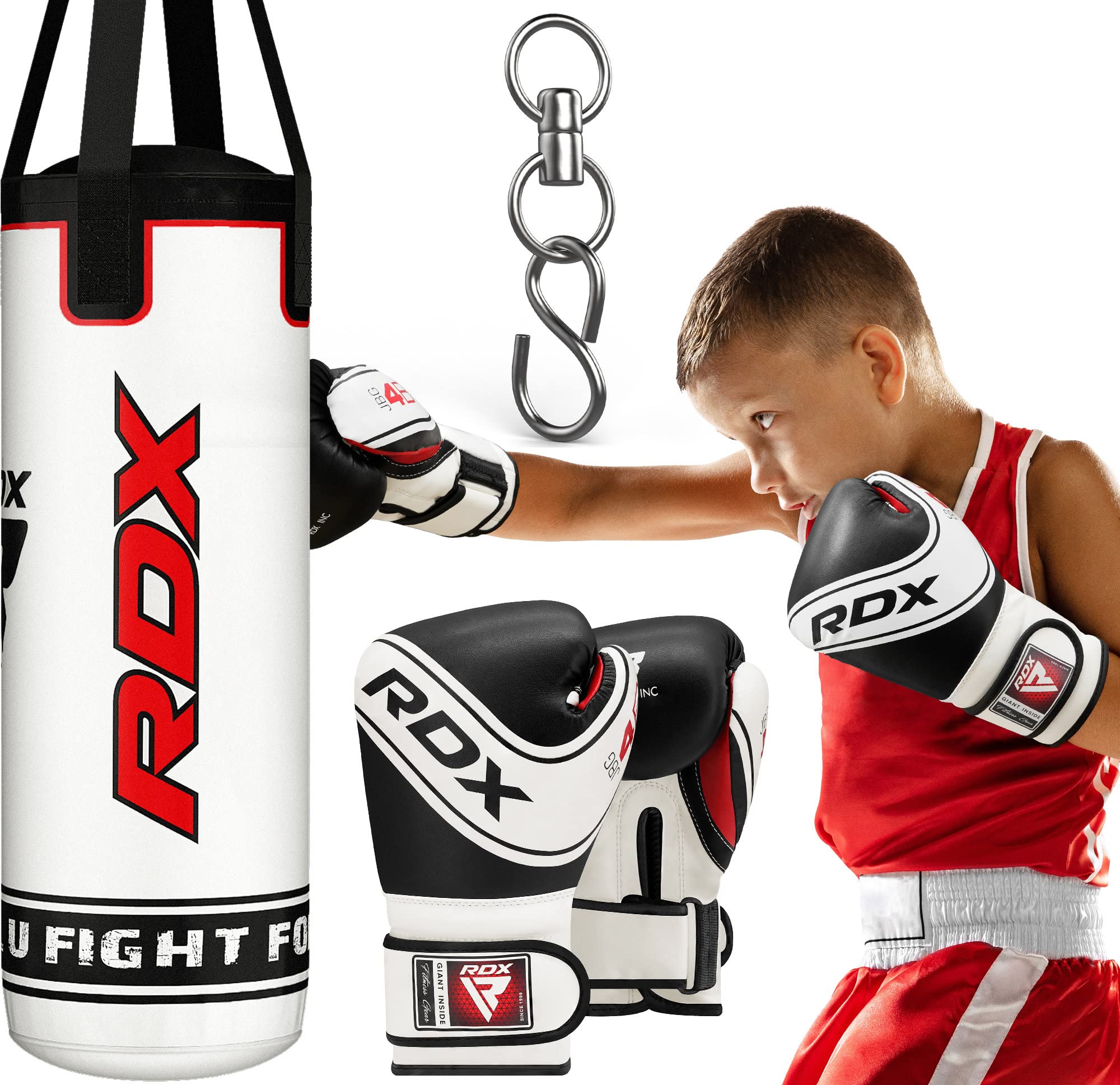 RDX Kids Punching Bag 2FT with Boxing Glove, Unfilled Set for Boys Girls, Non Tear Maya Hide Leather Junior Hanging Bag, Kickbox