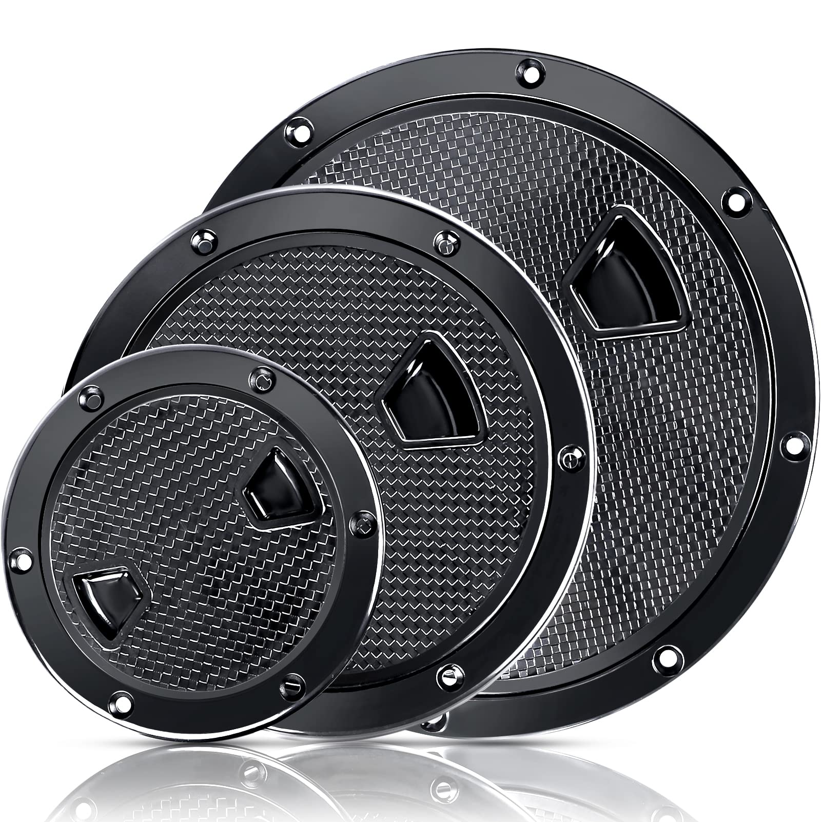 Smartmarine Marine Access Hatch Black Round Non Slip Boat Inspection Hatch 8 Inch(4'' 6'' 8'')