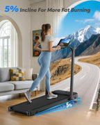 Cardirun Foldable Treadmill with Incline, Compact Walking Pad Treadmill with Safety Handle Bar, 3.0HP Quiet Under Desk Treadmill