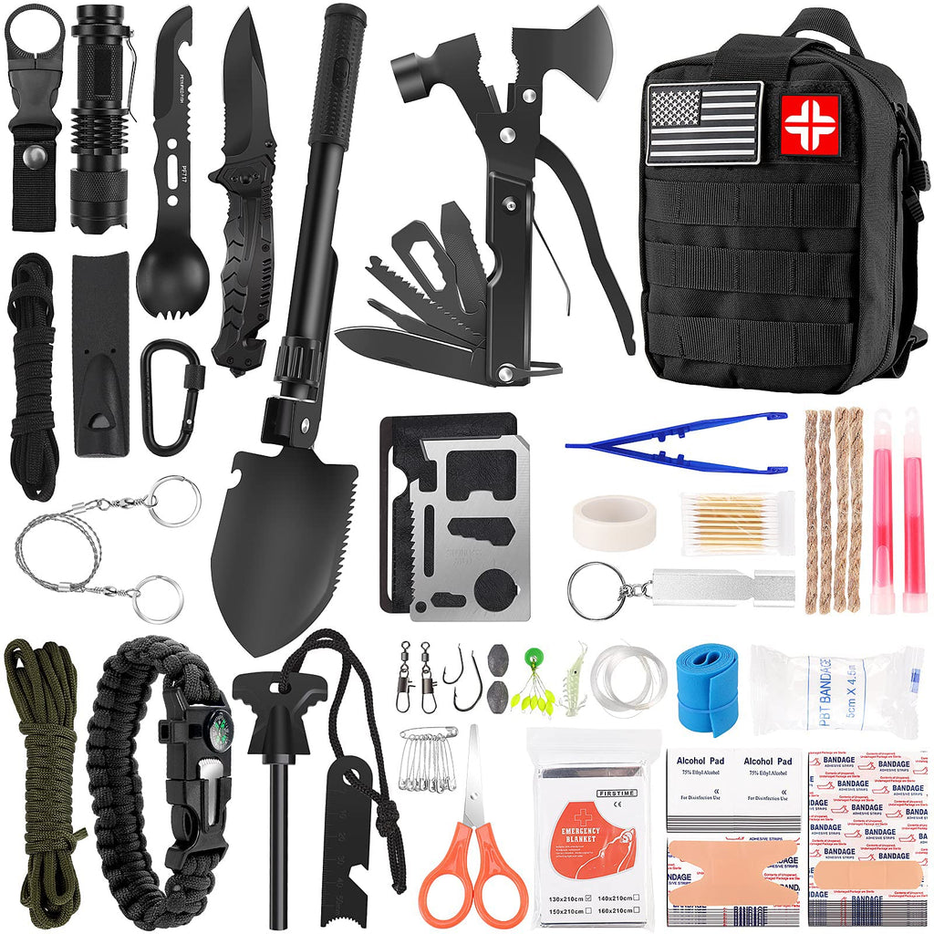 Survival Kit And First Aid Kit, 142Pcs Professional Survival Gear And Equipment With Molle Pouch, For Men Dad Husband Who Likes 