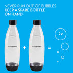 Sodastream Slim Black Carbonating Bottles Twin Pack, 1 L