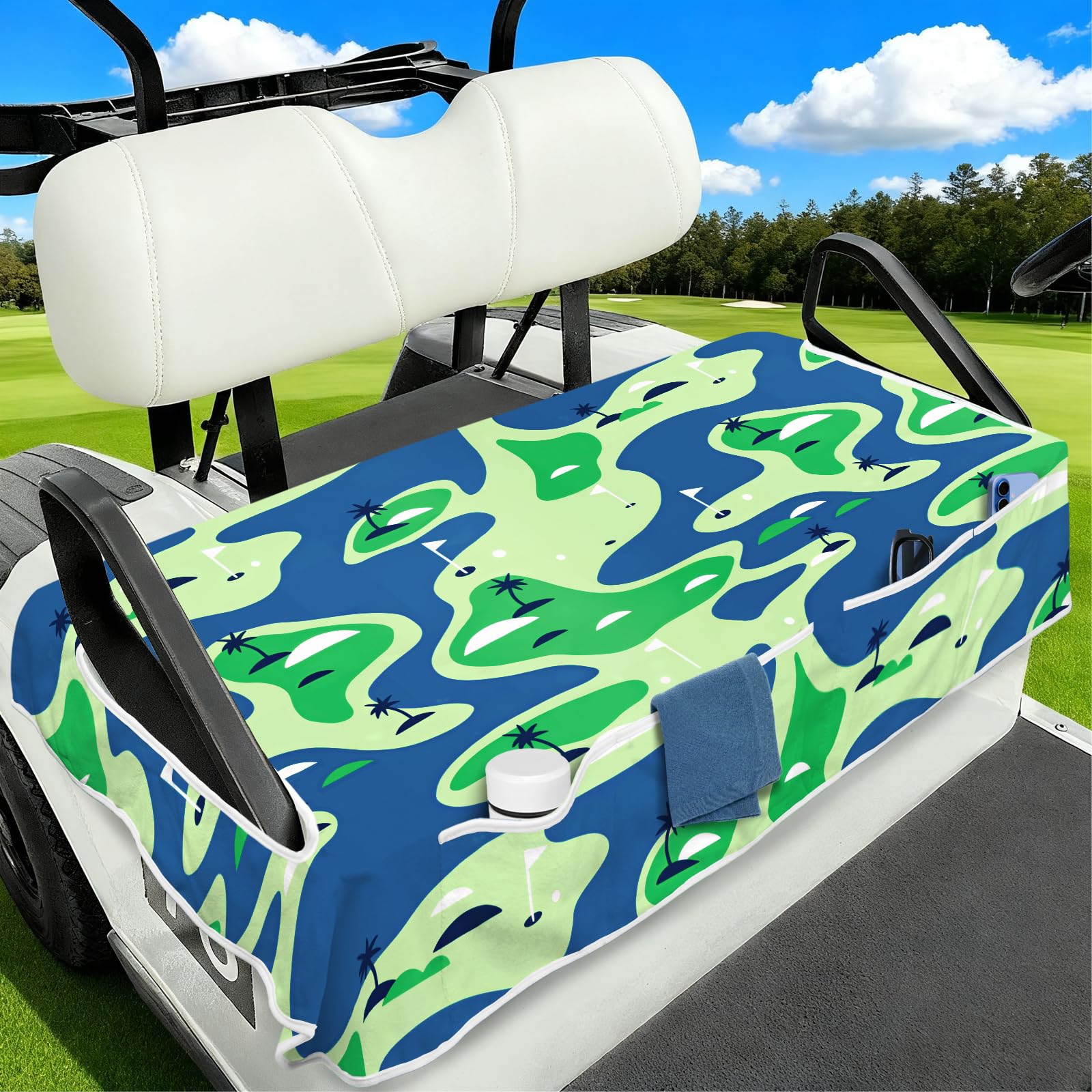 Golf Cart Seat Covers Club Car Golf Cart Accessories, 4 Pockets Golf Carts Seat Towel Blanket for Men Women, Golf Seat Covers fo