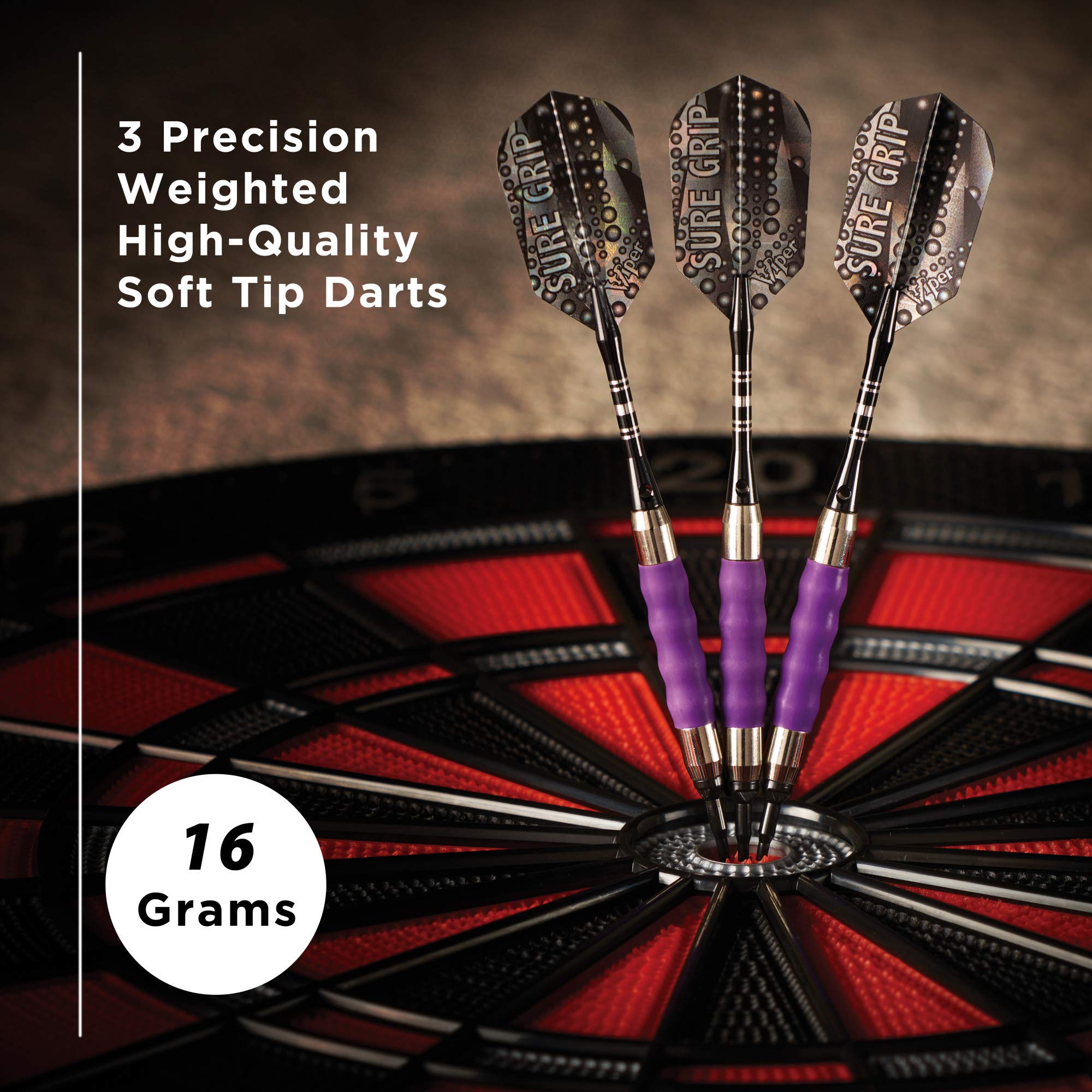 Viper Sure Grip Soft Tip Darts, Purple, 16 Grams