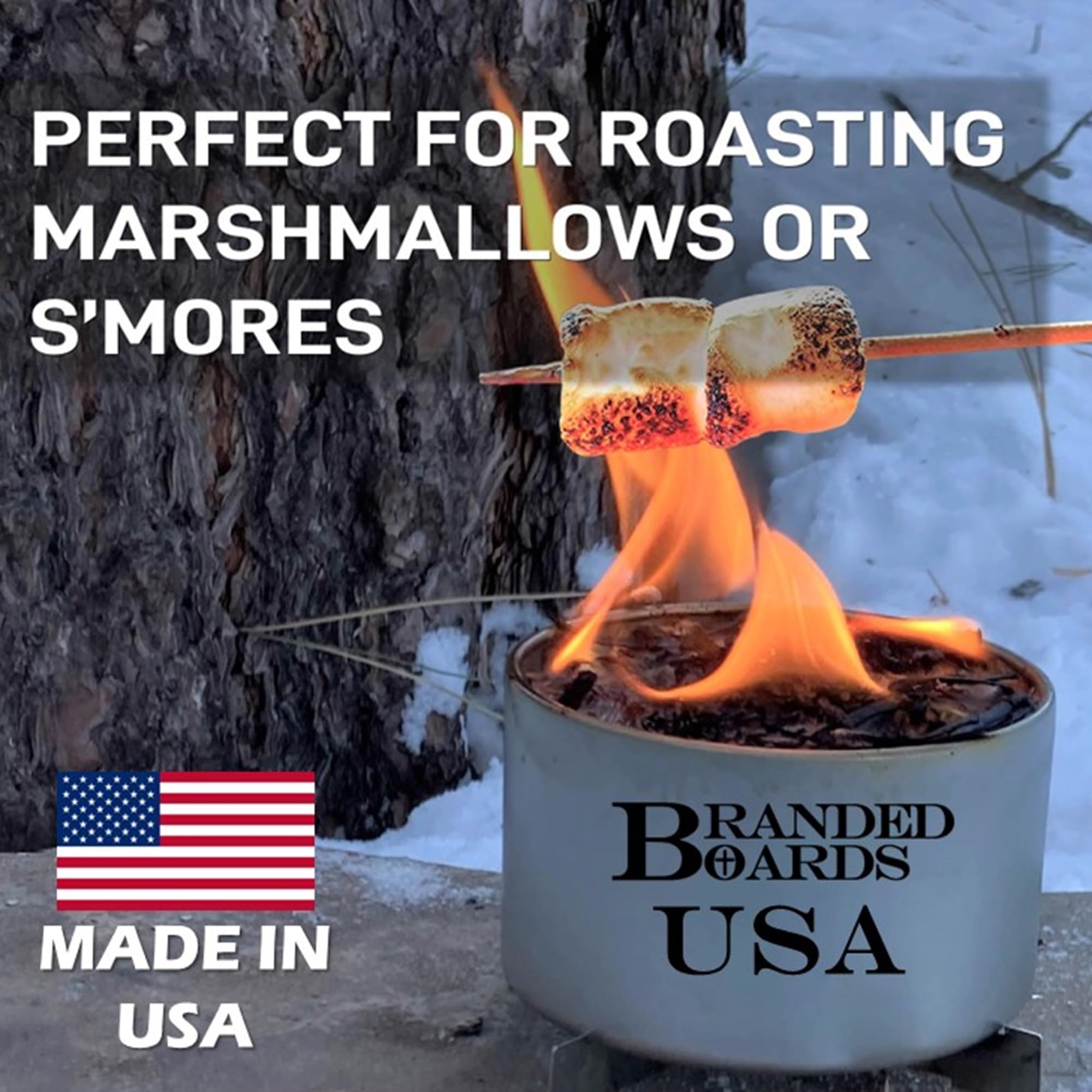 Branded Boards | Made In Usa | Portable Mini Bonfire Campfire In A Can | Reusable & Up To 4 Hours Of Burn Time | Picnics Parties