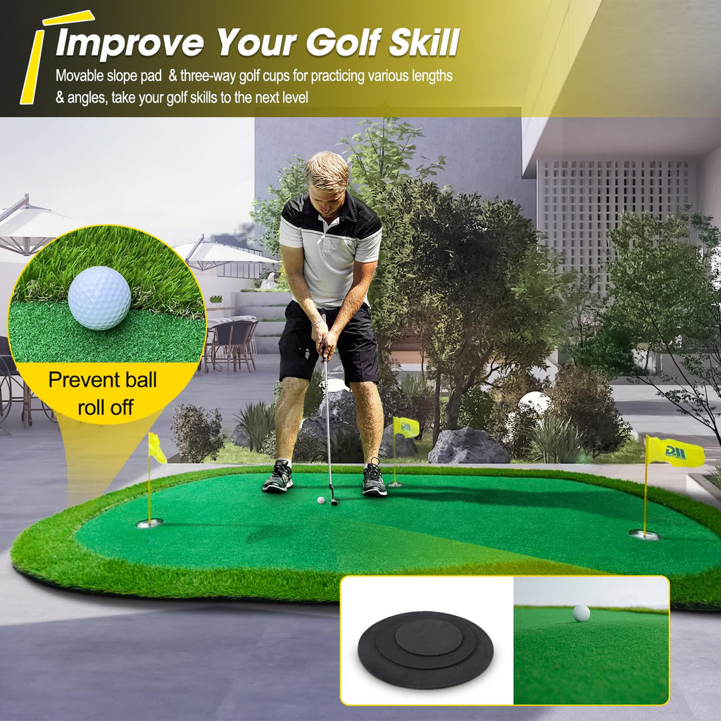 Golf Putting Green Large Golf Mat Practice Indoor Outdoor - 5 X 10 Ft Pro Putting Trainer Golf Game For Home Backyard Office