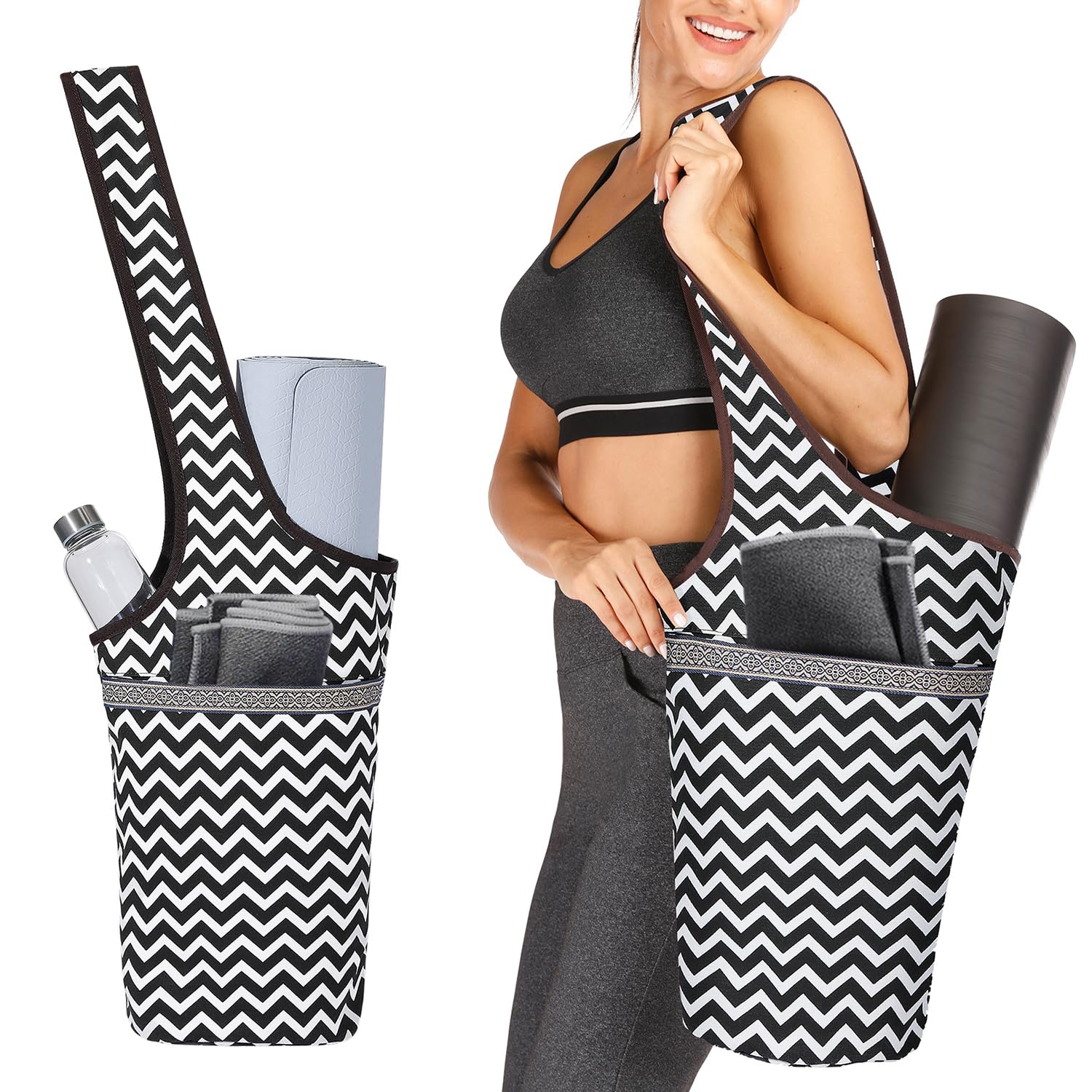 Ewedoos Yoga Mat Bag Yoga Bags With Large Size Pocket And Zipper Pocket, Fit Most Size Mats