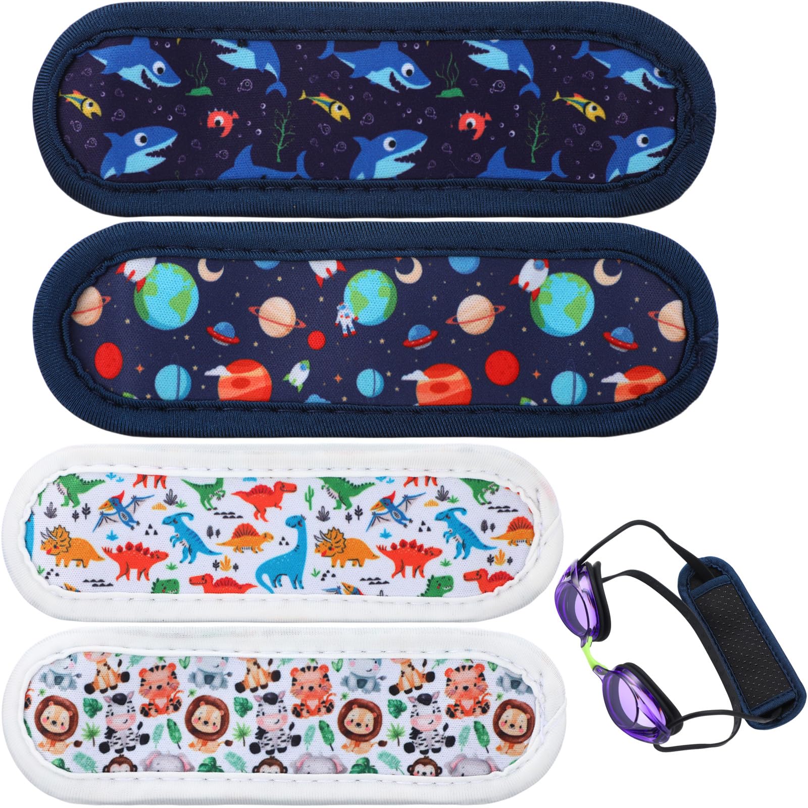 Hoteam 4 Pieces Swim Goggle Strap for Kids Summer Swimming Goggles Strap Neoprene Fabric Goggles Cover Wrap for Kids (Boys)