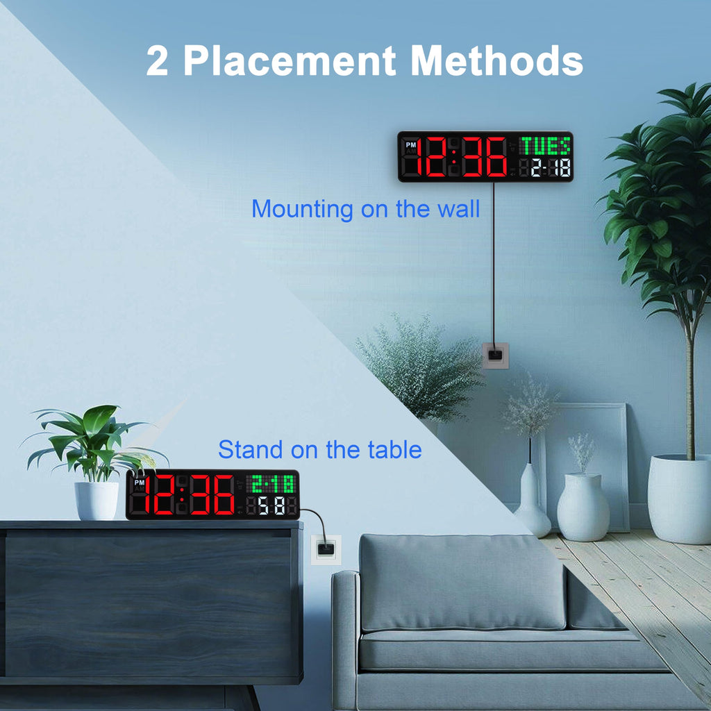 Lucorb Gym Clock Timer, Workout Clock With Seconds | 5 Display Modes, 4 Alarms | Remote Control Countdown Timer Wall For Home Gy