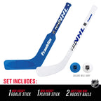 Franklin Sports Mini Hockey Goalie Stick, Player Stick & Ball Set (Colors May Vary)