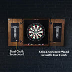 Hathaway Drifter Solid Wood Dartboard & Cabinet Set, Rustic Oak, 6'' L W X 25'' H