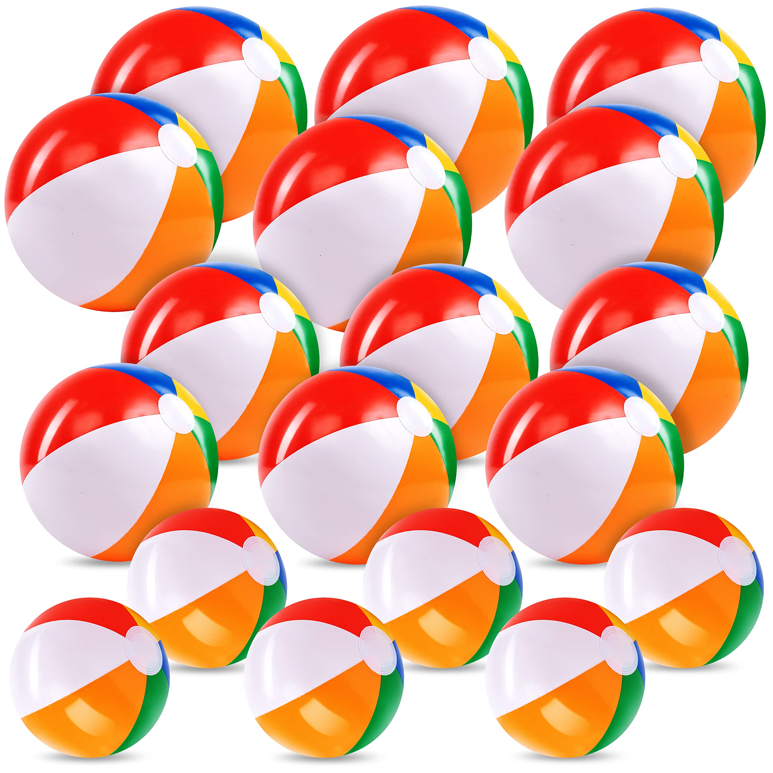 JOYIN Rainbow Beach Balls(18 Pack), Inflatable Swimming Pool Toys for Summer Water Games Kids Birthday Party Supplies Combo Set 