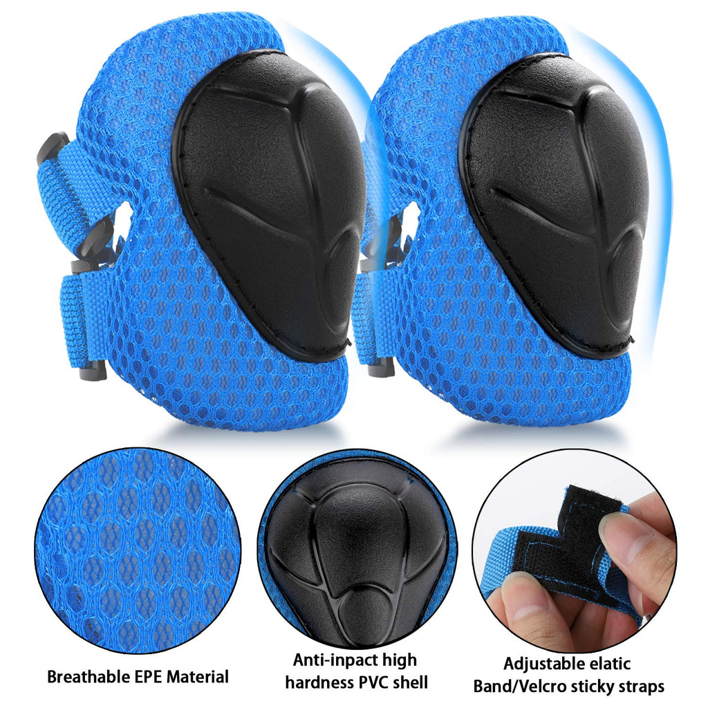 WayEee Kids Bike Helmet Set Skateboard Knee Pads, 7PCS Protective Gear Adjustable for Girls Boys 3-10 Age Elbow Pads Wrist Guard