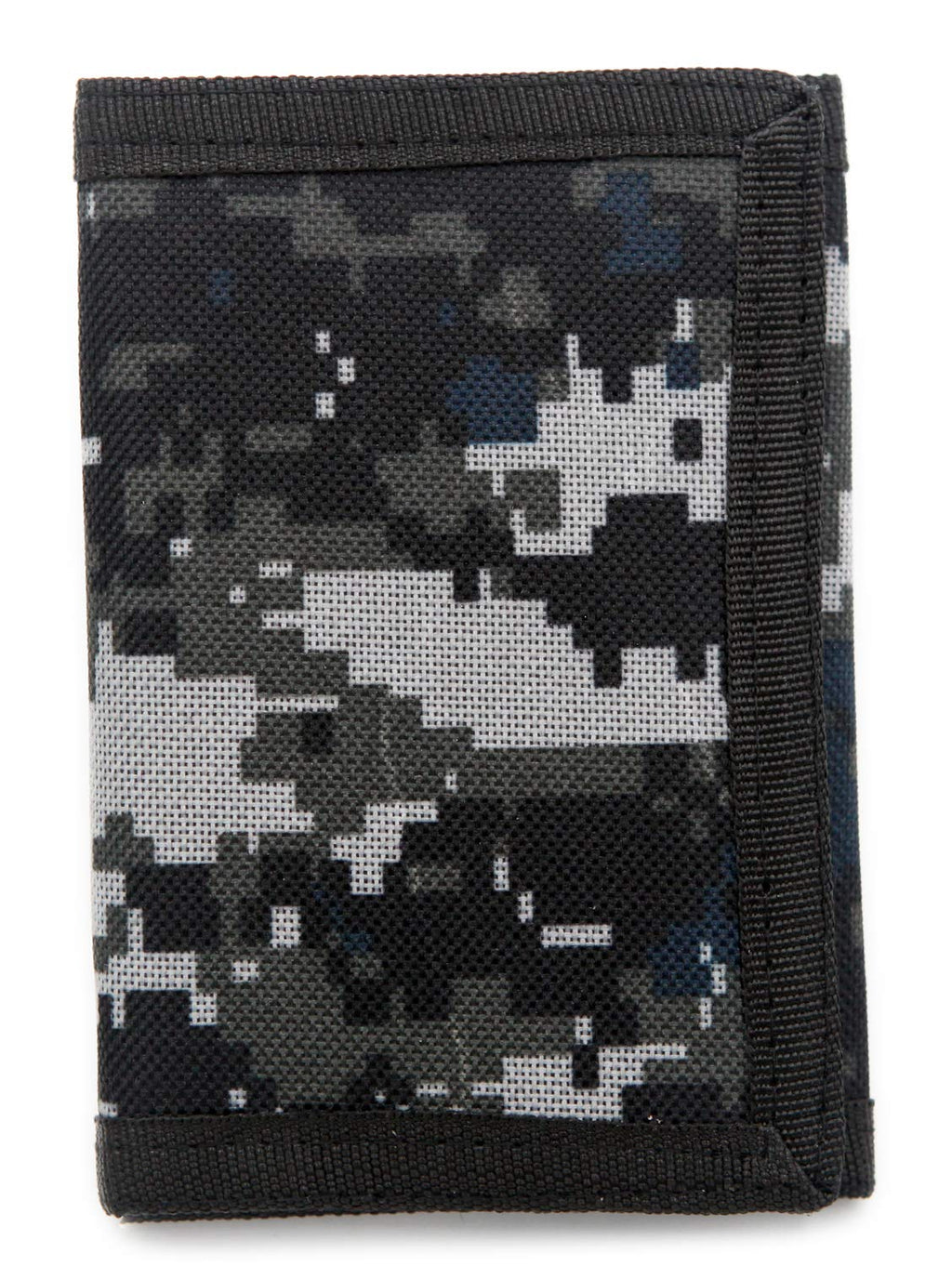 Rfid Trifold Canvas Outdoor Sports Wallet For Kids - Front Pocket Wallet With Magic Sticker (Digital Gray)