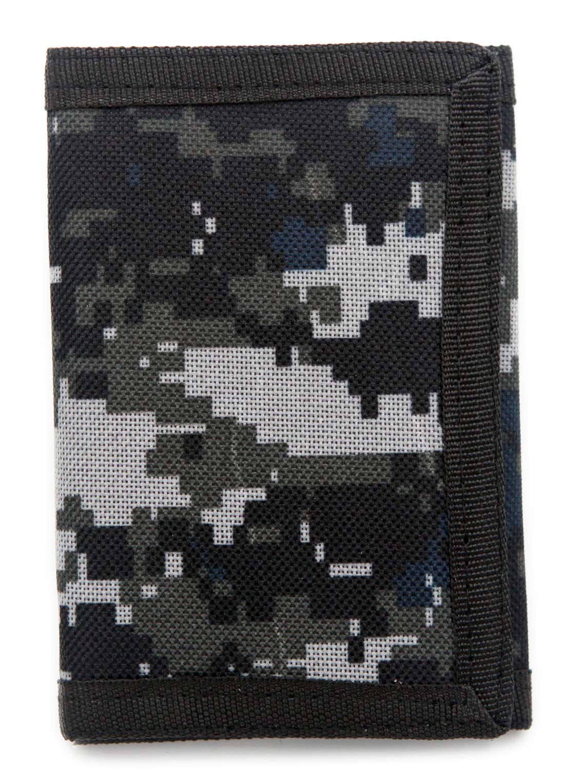 Rfid Trifold Canvas Outdoor Sports Wallet For Kids - Front Pocket Wallet With Magic Sticker (Digital Gray)