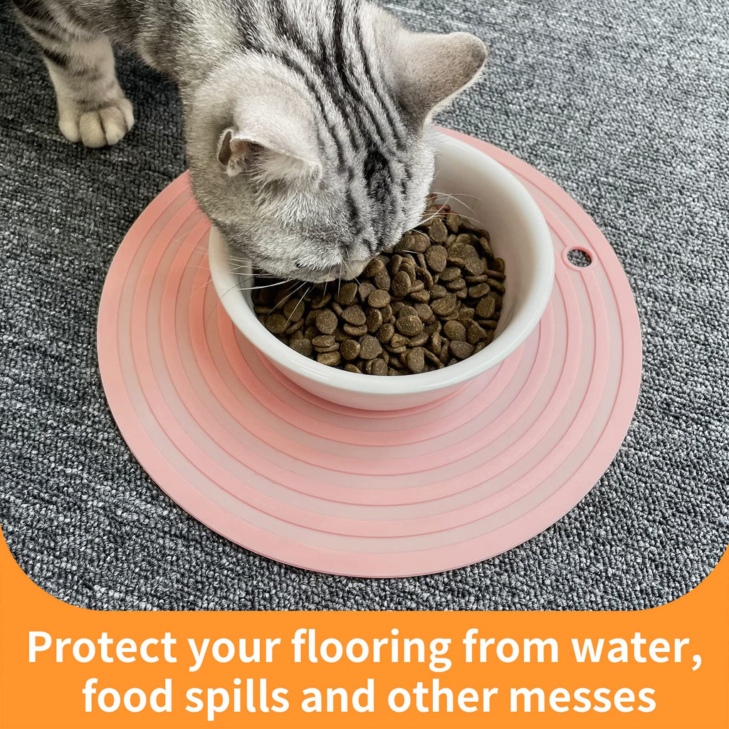 Ptlom Pet Food Mat For Dog And Cat Placemat 2 Pcs, Mat For Prevent Food And Water Overflow, Suitable For Medium And Small Pet, S