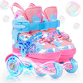 Mermaid Toddlers Roller Skates for Girls Kids Ages 5-8 8-12, Mosoulais 4 Size Adjustable Three-Point Light up Wheels Skates, Beg