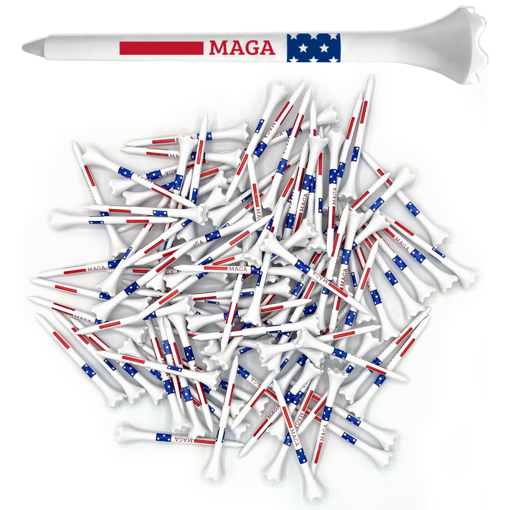 Proactive Sports Maga 3     100 Pack Of Durable 6 Prong Plastic Golf Tees Featuring Patriotic American Flag Print - Made In The