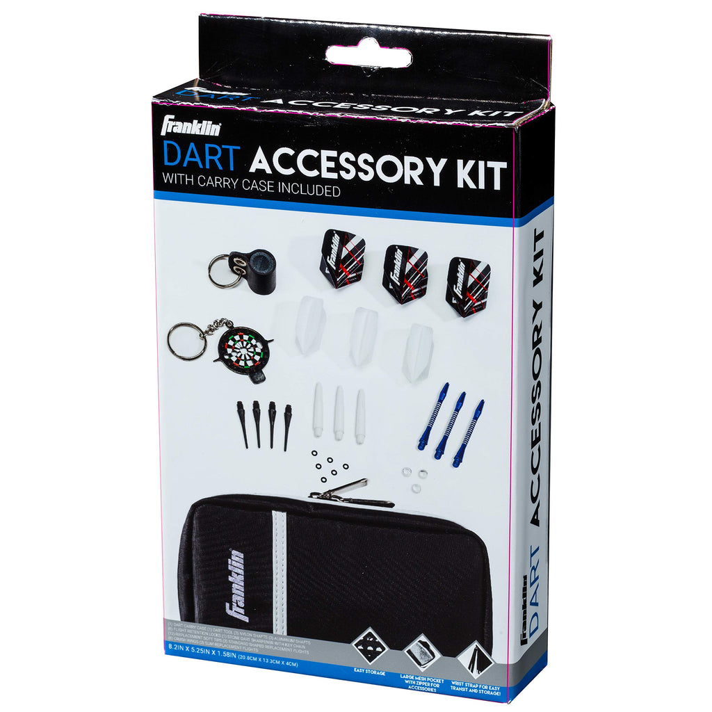 Franklin Sports Dart Maintenance Kit For Soft Tip And Steel Tip Darts - Comes With Handy Carrying Case And Stone Sharpener,Black