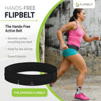 Flipbelt Running & Fitness Workout Belt, Black, Large