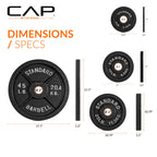 CAP Barbell 200 LB Classic Olympic 2-Inch Cast Iron Weight Plate Set | Black