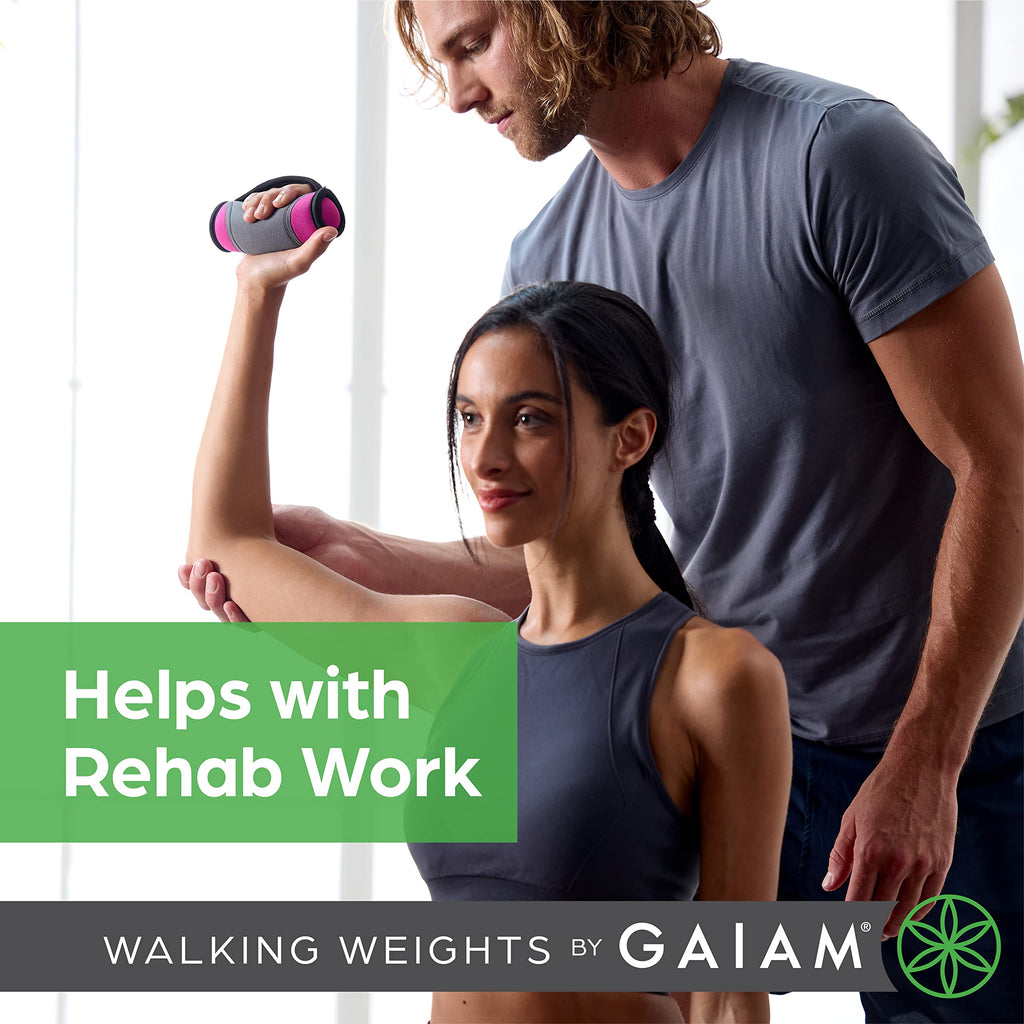 Gaiam Hand Weights For Women & Men Soft Dumbbell Walking Hand Weight Sets With Hand Strap - Walking, Running, Physical Therapy,