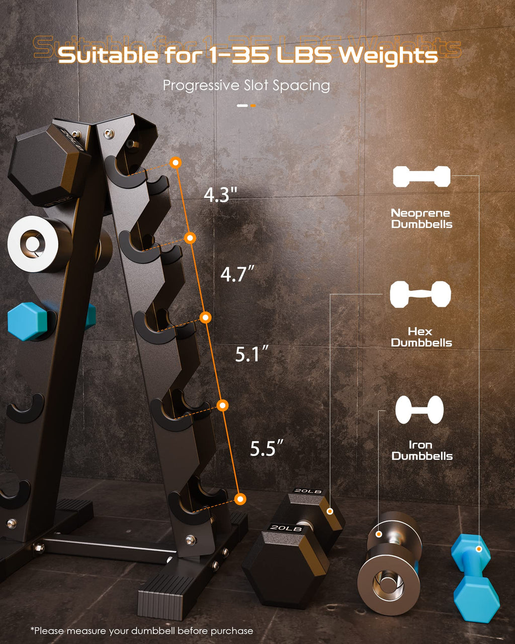 Akyen A-Frame Dumbbell Rack Stand Only, Weight Rack For Dumbbells Compact Home Gym Space Saver (480Lbs Weight Capacity, 2022 New