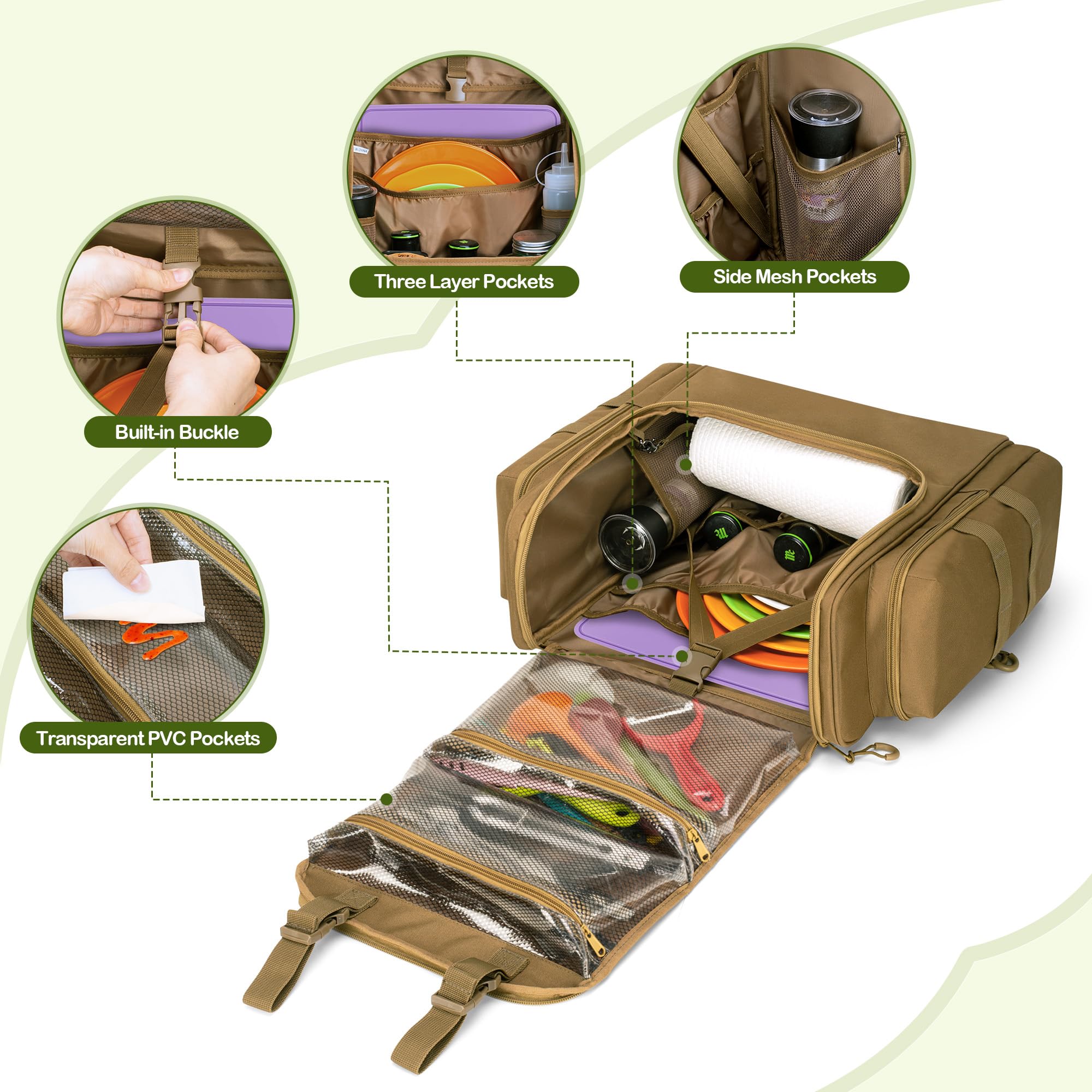Hodrant Large Tactical Camping Kitchen Organizer, Hanging Cookware Storage Bag With Paper Towel Holder & Multi Pockets, Portable