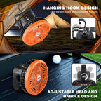 Aipset Rechargeable Golf Cart Fan, 10400Mah Battery, 3-Speed, Led Light, 36 Hrs Work, Remote Control, Hang Hook, Usb & Type C Po