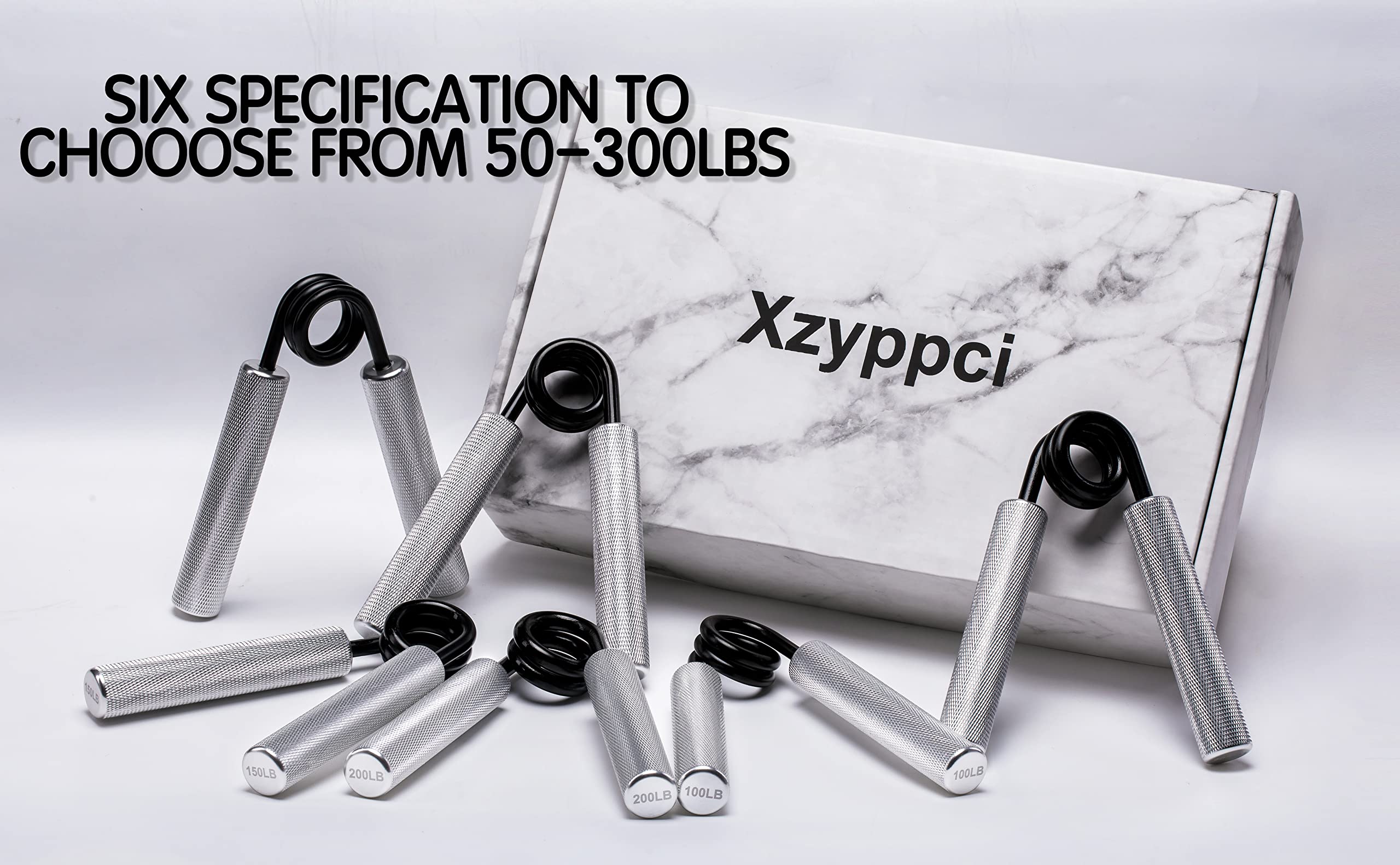 Xzyppci Metal Grip Strength Trainer 6Pack,50-300Lb Hand Gripper Set,Non-Slip Heavy-Duty Wrist Forearm Strengthener,Hand Grip Str