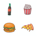 Bhai Please Burger, Popcorn, Pizza and Coke Wooden Fridge Magnet (Pack of 4 pcs, one pc Each Design) Food, Drink, Kitchen Decora