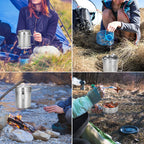 Lixada Camping Pot Stainless Steel Lightweight Kettle Bottle Cup Or Pot With Foldable Handle And Dual Use Cover For Camping Hiki