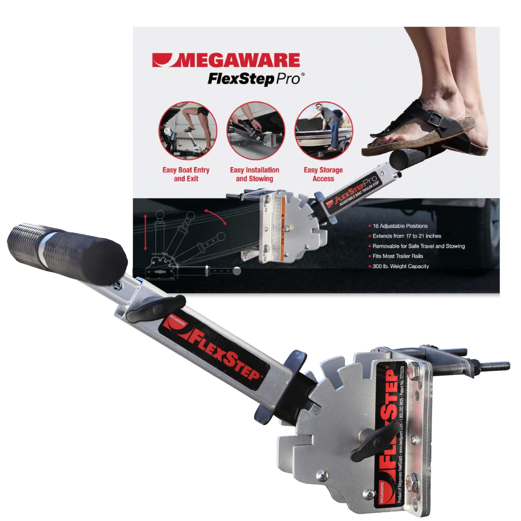 Megaware Flexstep Pro Adjustable Boat Trailer Step - Easy To Attach - Provides Additional Access Point, 16 Adjustable Positions,