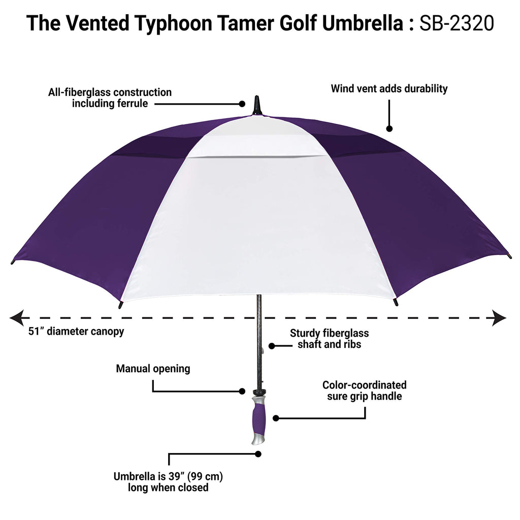 Strombergbrand Umbrellas Vented Typhoon Tamer 62'' Large Golf Umbrella Windproof Pga Professional Quality Golf Umbrella Ultimate