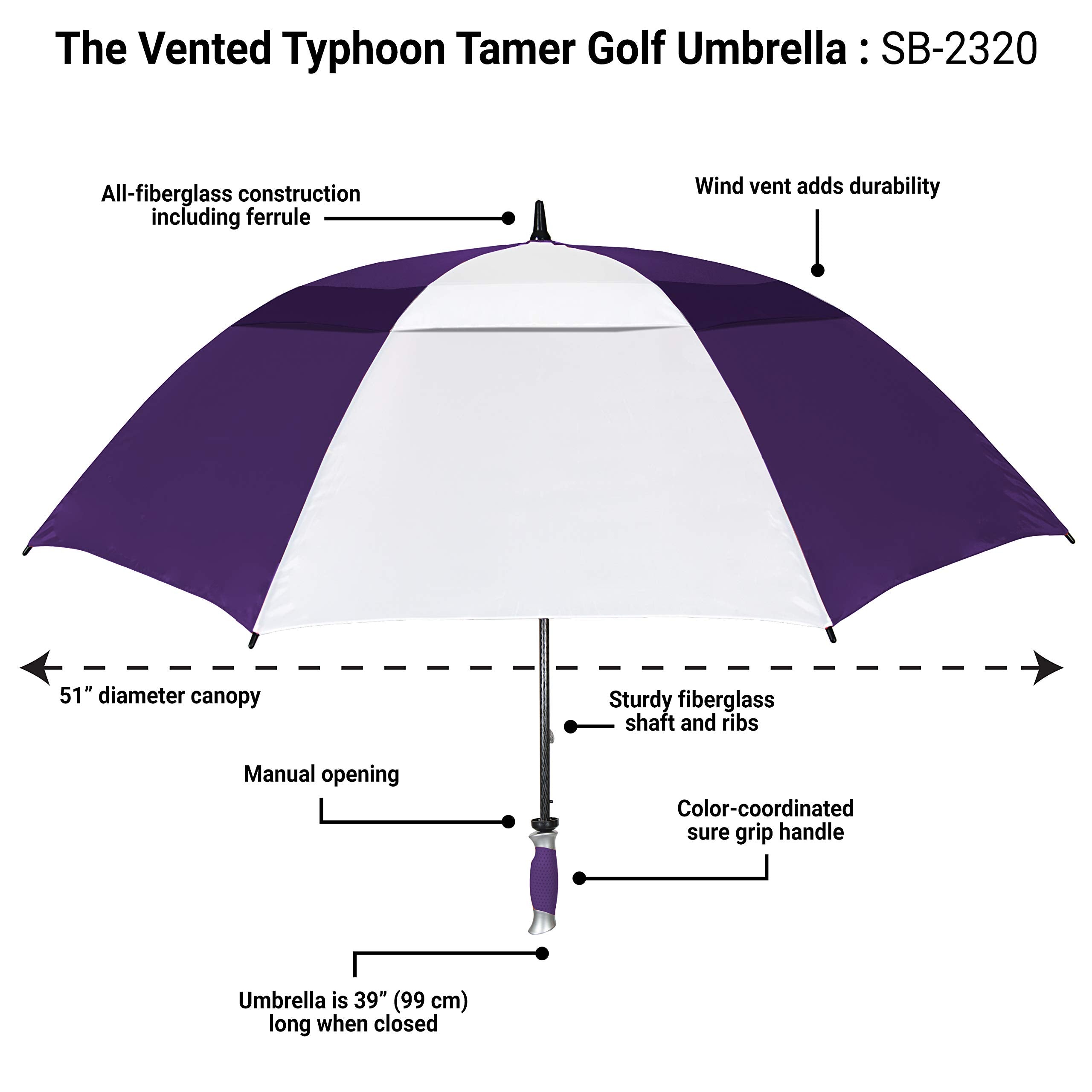 Strombergbrand Umbrellas Vented Typhoon Tamer 62'' Large Golf Umbrella Windproof Pga Professional Quality Golf Umbrella Ultimate