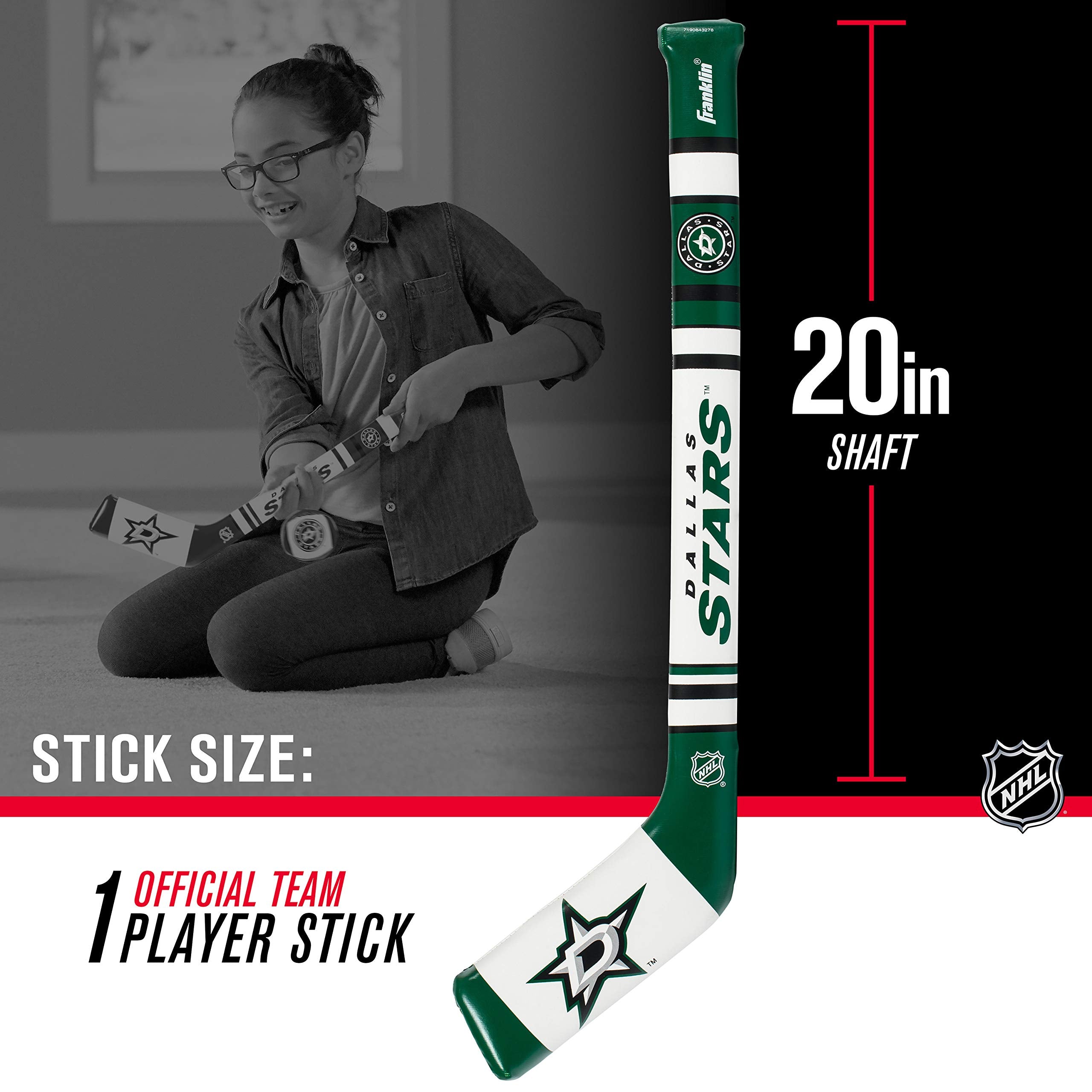 Franklin Sports Dallas Stars Nhl Mini Soft Hockey Stick Set - Nhl Team Soft Foam Mini Hockey Stick And Ball Set - Great Toy For