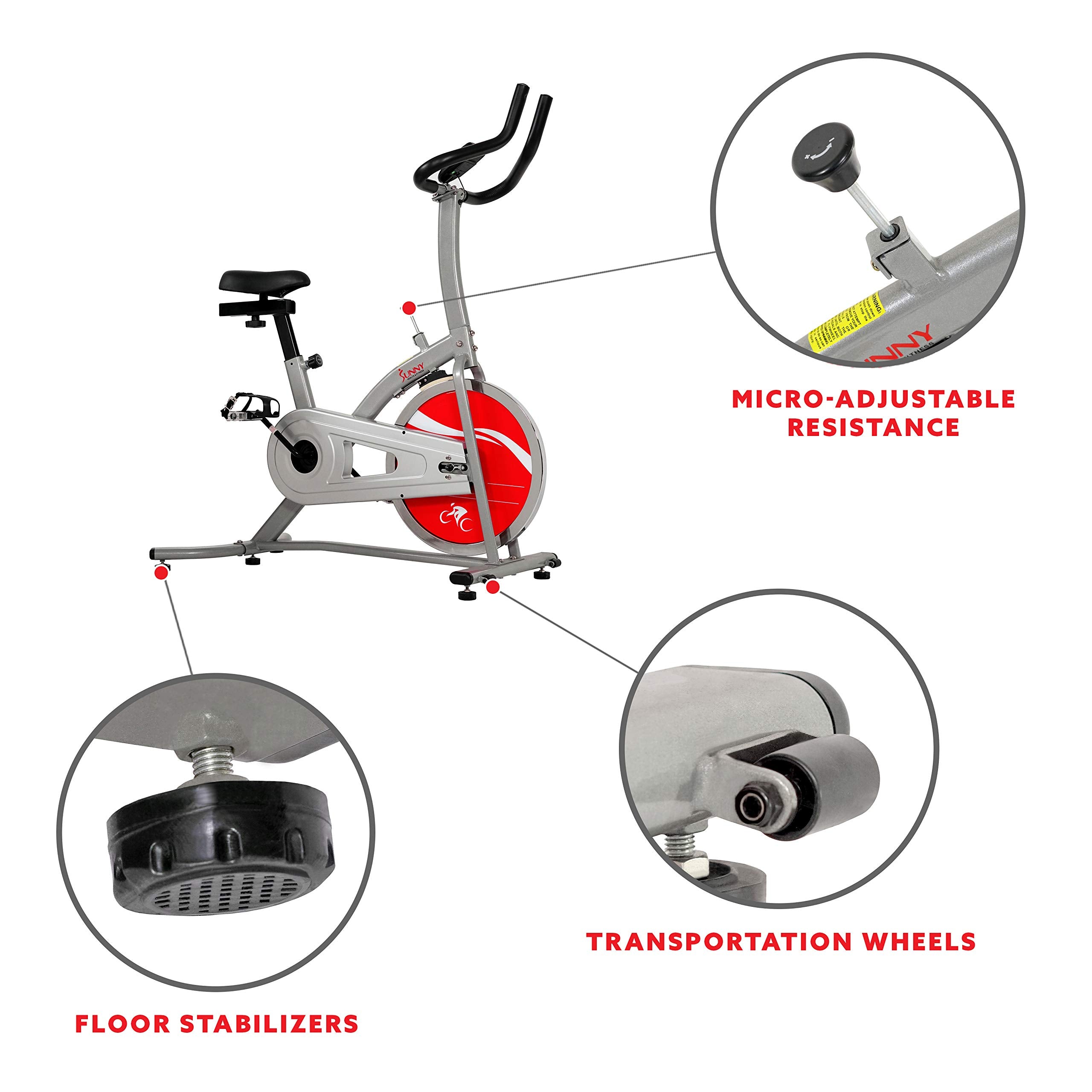 Sunny Health & Fitness Indoor Cycling Exercise Bike With Lcd Monitor - Sf-1203